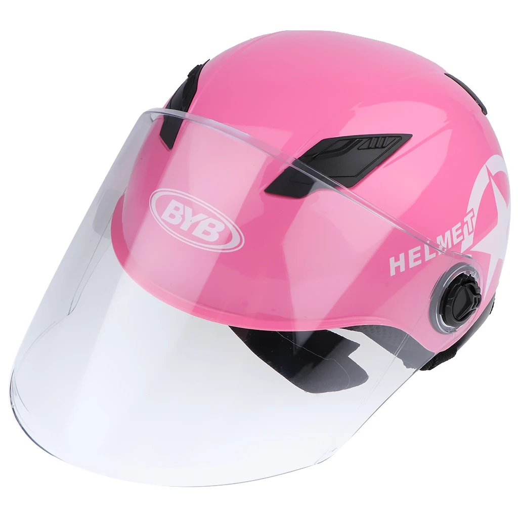 Motorcycle Helmet with Sun Visor and Release Buckle M Pink A