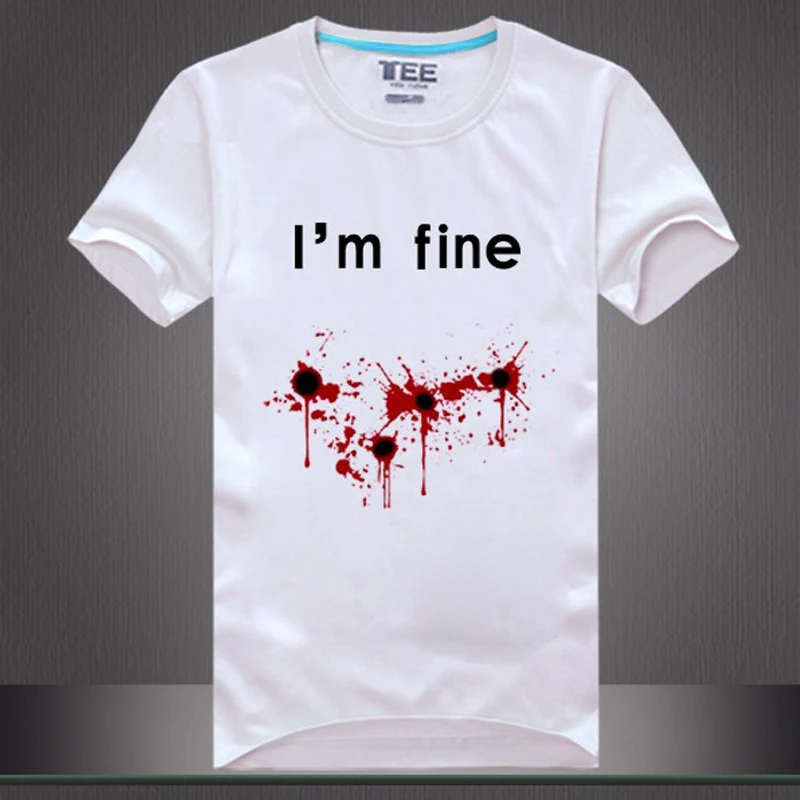 Модная популярная мужская футболка с принтом «I'm Fine Blooded Funny», хлопковая футболка с коротким рукавом, летняя футболка
