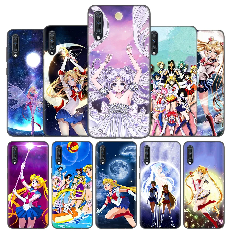 

Silicone Case Cover For Samsung Galaxy A50 A80 A70 A40 A30 A20 A20e A10 A9 A8 A7 A6 Plus 2018 Note 10 9 8 Anime Girl Sailor Moon