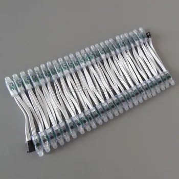 

18AWG wire 100pcs/string DC12V addressable 12mm WS2811 digital led pixel node rgb module light,all WHITE wire,waterproof IP68