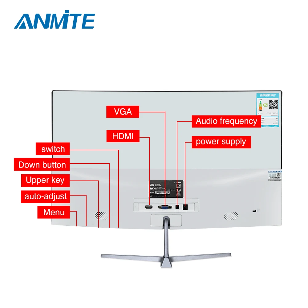 Изогнутый монитор Anmite 21 5 (22) дюйма TFT Lcd FHD Hdmi ультратонкий Светодиодный экран
