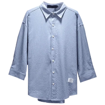 

Vertical Stripe Men's Shirt Long Sleeve Casual Japanese Style Mens Fashion Dress Shirts Men's Loose French Oxford Shirts HH50CS