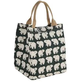 

Cartoon Animal Insulation Lunch Bag Portable Canvas Outdoor Fashion Cool Insulation Bag Soft Leak-Proof Picnic Bag For Women
