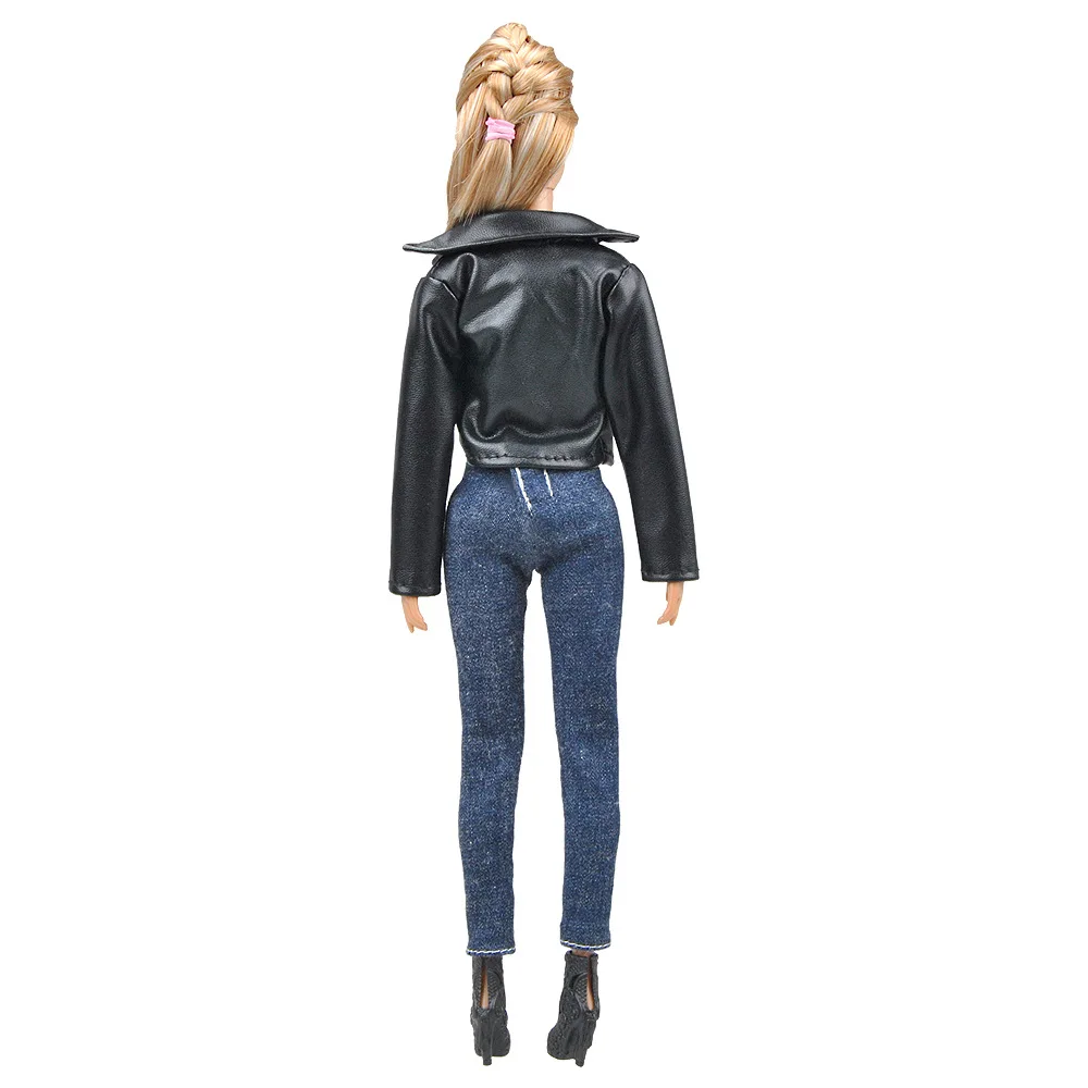 1-Set-Barbie-Doll-Accessories-Fashion-Black-Leather-Jacket-Jeans-Outfits-Clothes-Set-For-Barbie-Doll (2)