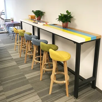 

Bar stool Nordic modern minimalist home solid wood high stool bar stool bench bar chair leisure back chair