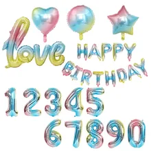 1 Piece Gradient Rainbow Color Love Number Foil Balloon Birthday Party Wedding Decoration Accessories