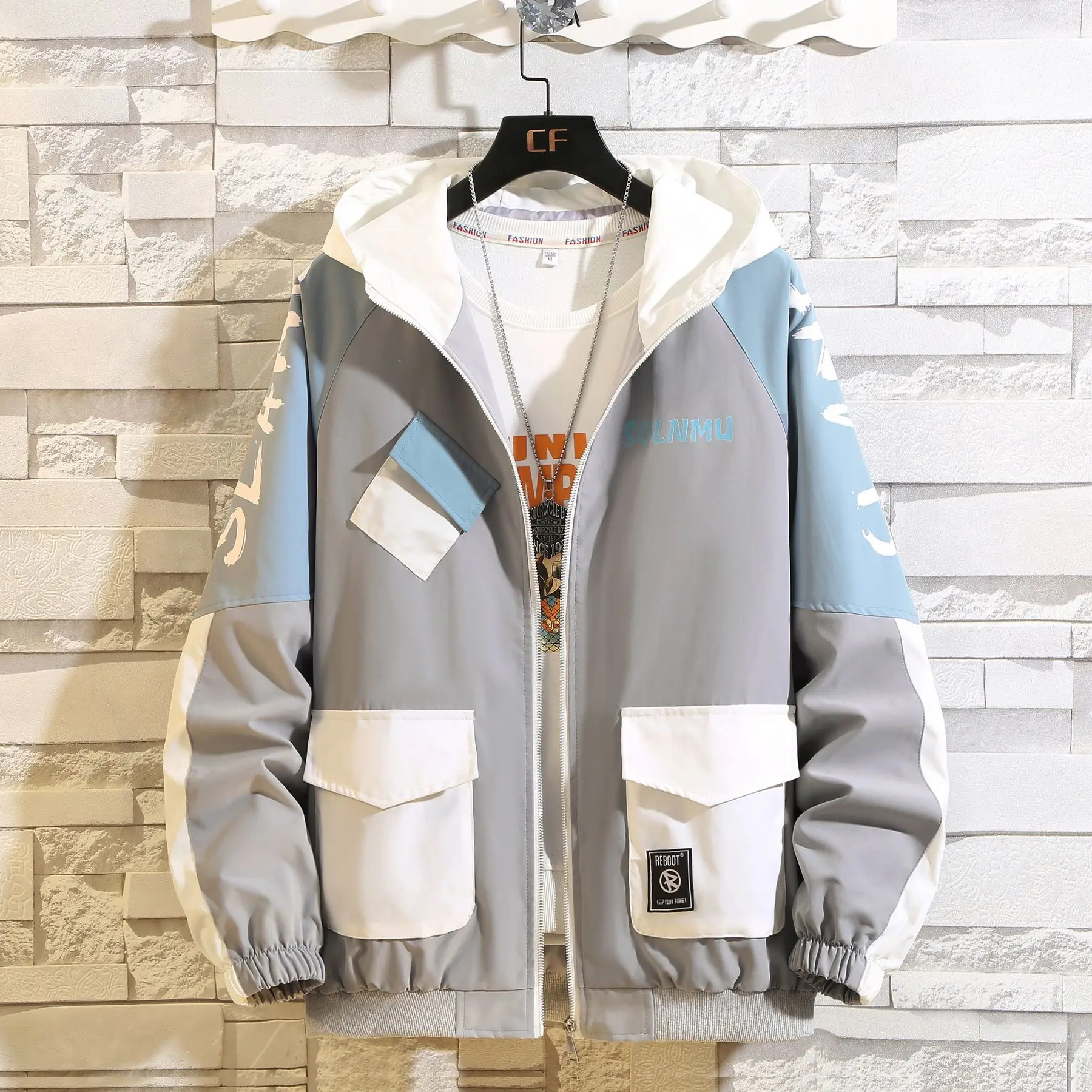 Jaket Bertudung Pria Musim Semi Pakaian 