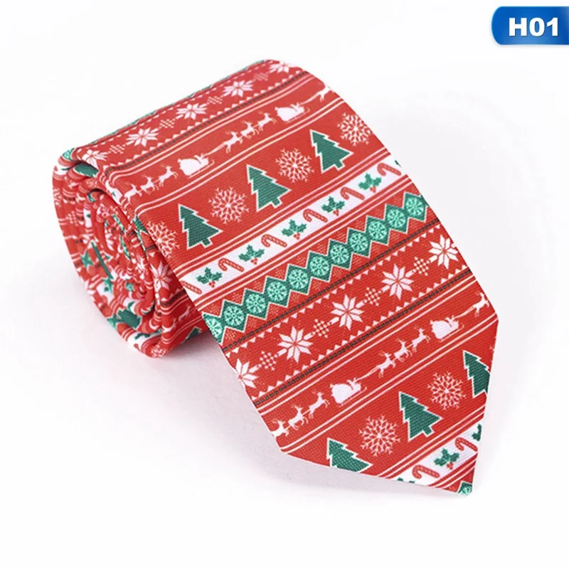Рождественский галстук мужской Модный повседневный галстук из полиэстера с принтом в виде снежинок для мужчин Профессиональный галстук 8 см - Цвет: 1