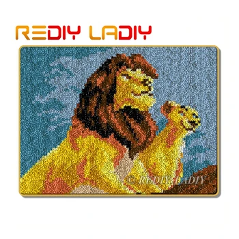 

Latch Hook Rug Kits Crocheting Carpet Rug King of Lion Acrylic Yarn Pre-Printed Canvas Cushion Mat DIY Crochet Tapestry Crafts