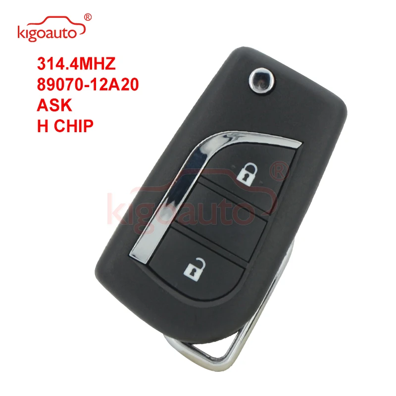 Kigoauto 89070 12A20 откидной дистанционный ключ 2 кнопки H чип 314 4 МГц ASK TOY48 необработанное