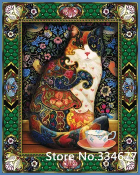 

Painted cat Animal For Embroidery Needlework 14CT Counted Unprinted DIY Cross Stitch Kit Handmade Art Wall Decor