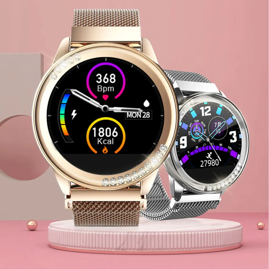 H16 Smart Watch Women dress Heart Rate Blood Pressure Monitor touch screen Waterproof Lady Smartwatch for Android IOS VS KW10 |