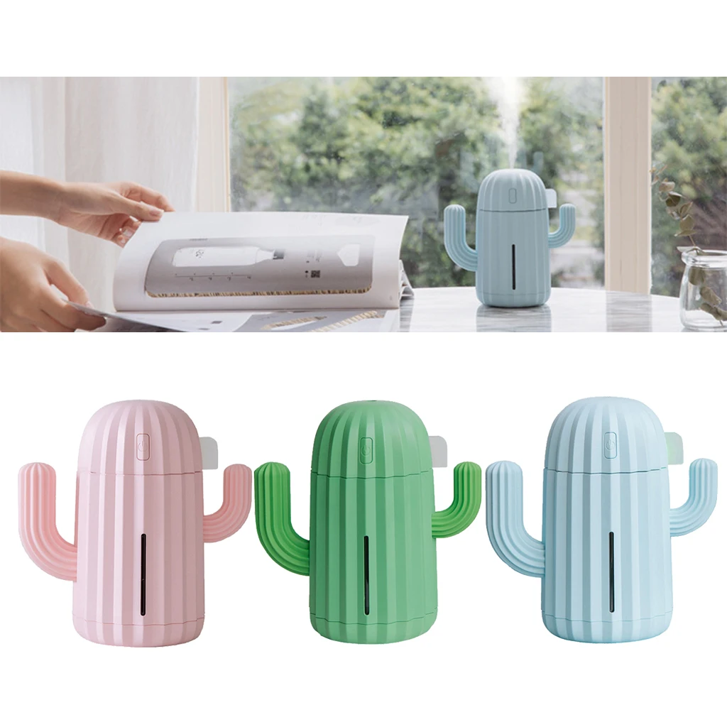 340ML USB Ultrasonic Air Humidifier Cactus Timing Aromatherapy Essential Oil Diffuser Aroma Mist Maker Fogger Mini with light