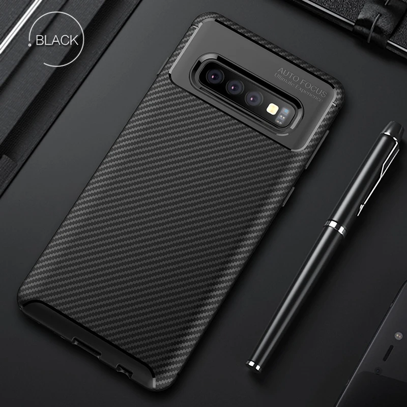 Чехол для samsung Galaxy S10 Plus Мягкая силиконовая задняя крышка углеродное волокно ТПУ