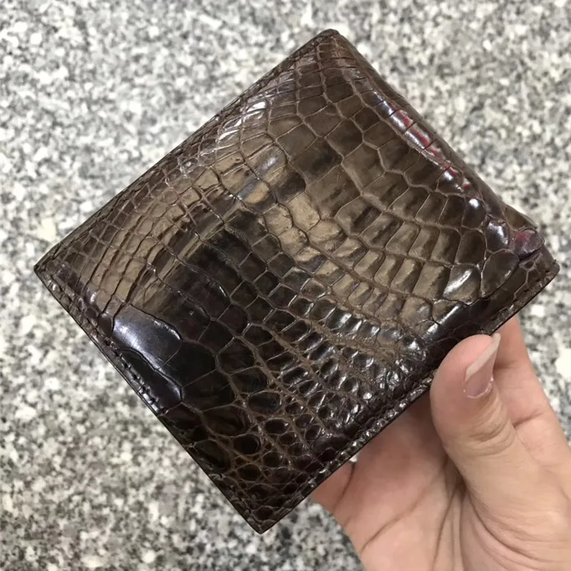 bifold carteira titular do cartão genuíno jacaré