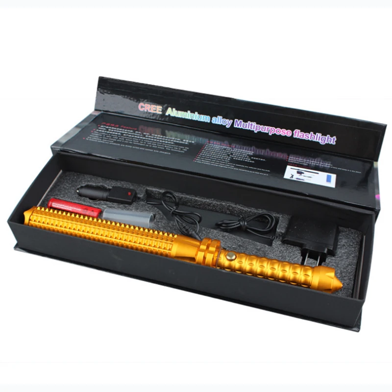

Retractable flashlight waterproof and strong light multi-function tactical lengthened security and self-defense stick style