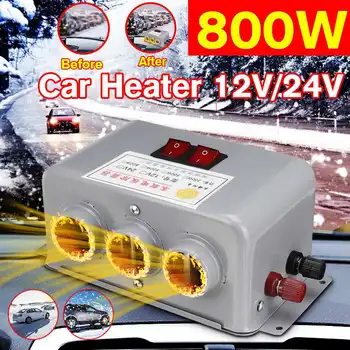 

Dual Control Car Truck Heating Fans 3 Hole 800W 12V/24V Winter Auto Heaters Warm Dryer Window Glass Defroster Interior