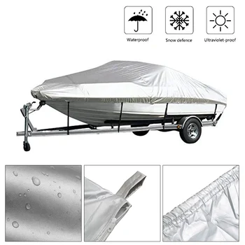 

Boat Cover Yacht Outdoor Protection Waterproof Boat Cover Silver Reflective 300D Oxford Fabric Anti-smashing Tear Proof 11-22FT