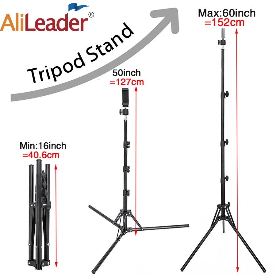 Alileader New 152Cm/64Cm Wig Stand Wig Tripod With Mannequin Canvas Block Head Adjustable Tripod Stand Wig Making kit TPins Gift