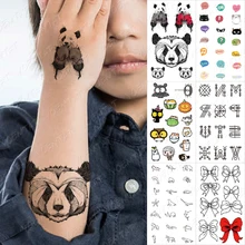 Waterproof Temporary Tattoo Sticker Chinese Panda Red Bow Pumpkin Cartoon Fake Tatoo Arm Hand Face Boy Girl Child Glitter Tato