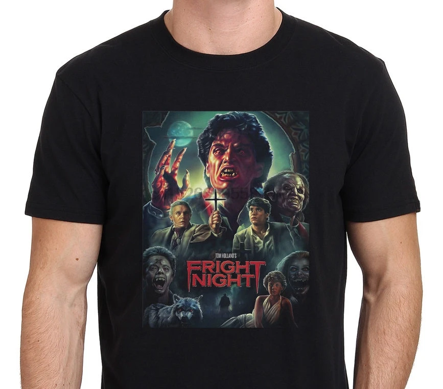 Хлопковые винтажные футболки модная футболка с надписью Fright Night 80 плакат из
