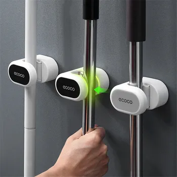 

Mop Broom Holder Wall Mounted Mop Holder Household Adhesive Storage Broom Hanger Mop Hook Racks Kitchen Bathroom Organizer
