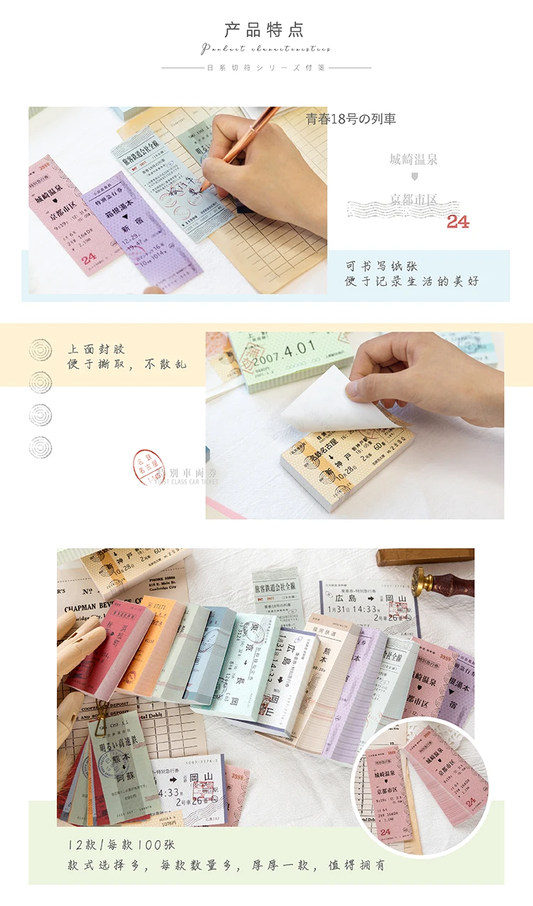 Винтажные дорожные билеты Bullet Journal Набор стикеров для заметок блокнот бумага Ретро ярлыки наклейки сообщение Примечание
