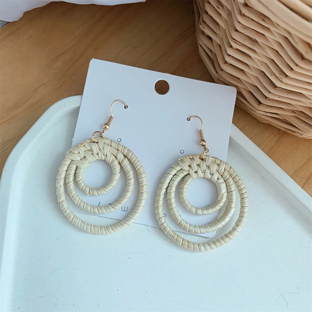 Серьги для женщин Роскошные модные женские бамбуковые Ротанговые