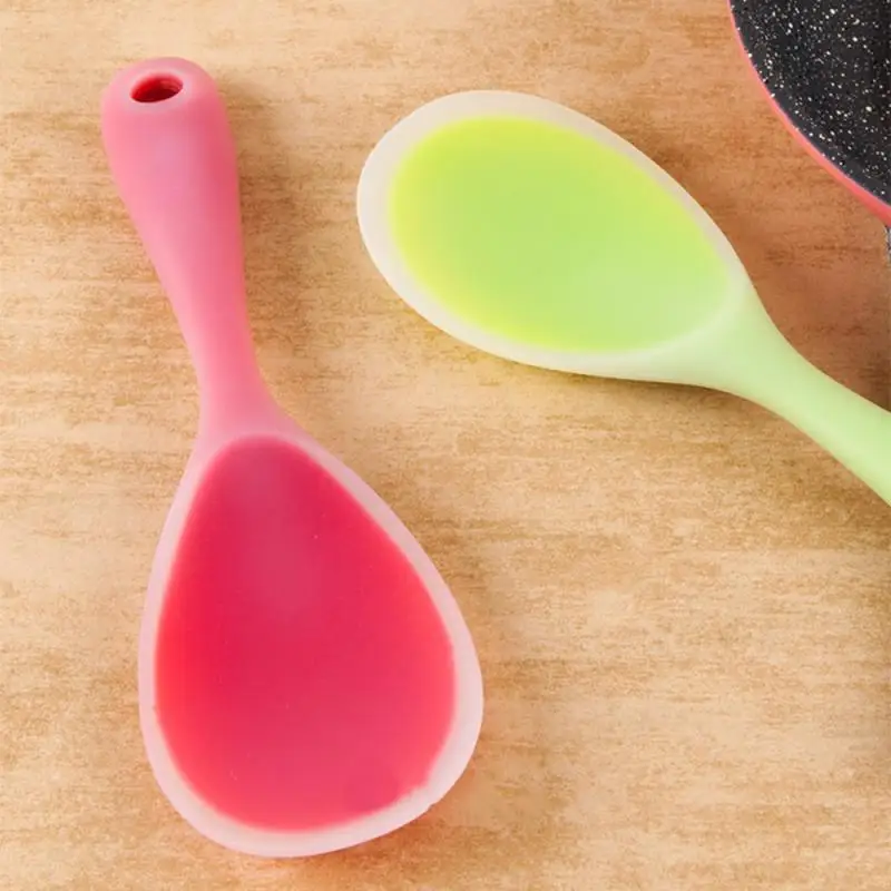 Colorful Silicone Rice Spoon Non-Stick Cooking Spoons Sushi Anti-Scalding Pot High-Temperature-Resistant Spoon Kitchen Utensils silicone kitchen utensils silicone cooking spoon