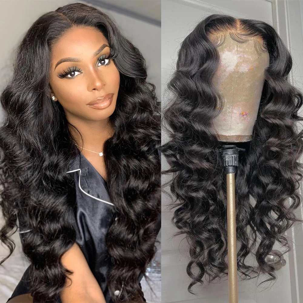 Loose Deep Wave Lace Frontal Wigs Human Hair For Black Women 250% density Brazilian Deep Curly HD Transparent Lace Front wig