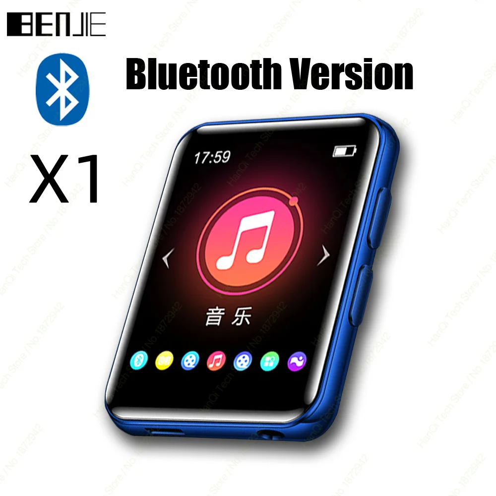 BENJIE X1 полный сенсорный экран Bluetooth MP4 MP3-плеер Портативный аудио музыкальный плеер со встроенным динамиком fm-радио, рекордер, электронная книга - Цвет: Blue With Bluetooth