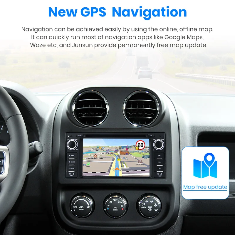 Junsun Android 9,0 4G+ 64G DSP Автомобильный мультимедийный радио плеер для Jeep Cherokee Grand Compass Wrangler gps навигация 1Din DVD