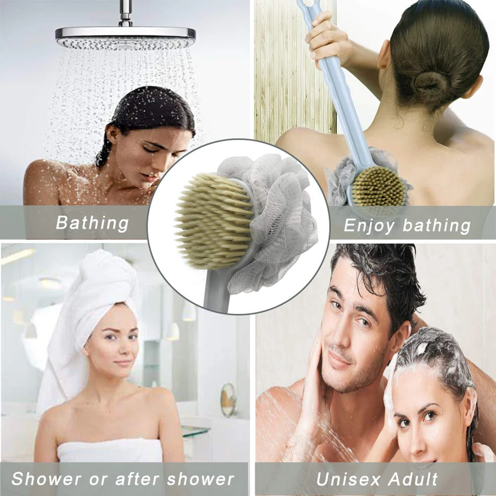 Long Handle Body Brush Sided Natural Body Brush Scrubber Bath Ball Body Back Cleaning Massage Scrubber Shower Brush Bath Massage