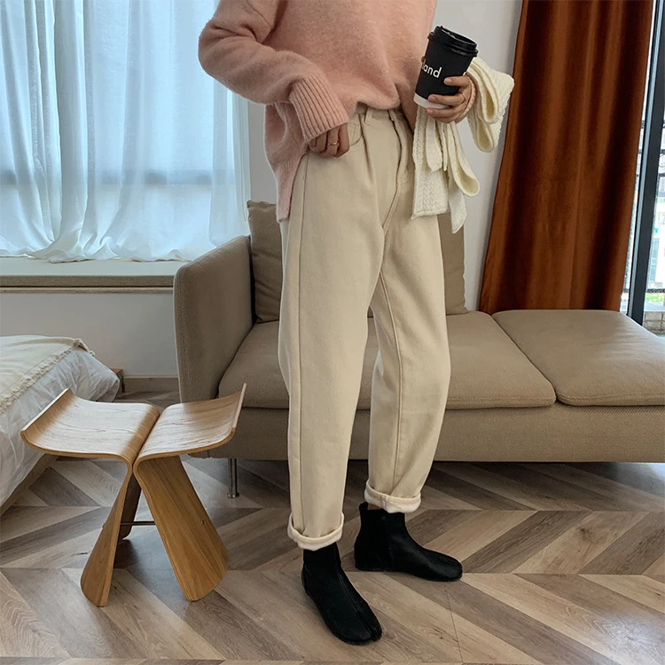 Осень-зима, модные теплые бархатные брюки, женские Pantalon, повседневные Прямые Штаны, Женские однотонные брюки с высокой талией