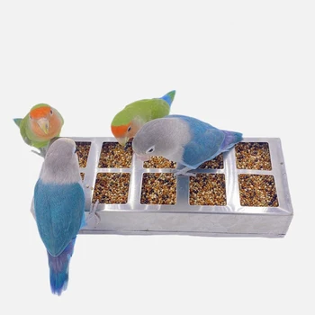 Bird Parrot Feeder Stainless Steel Multi Grid Bird Feeding Box Anti Spill Food Holder For African.jpg