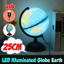 Led-Light World-Globe-Map Rotating-Stand Home-Decor School-Geography Educational Kids