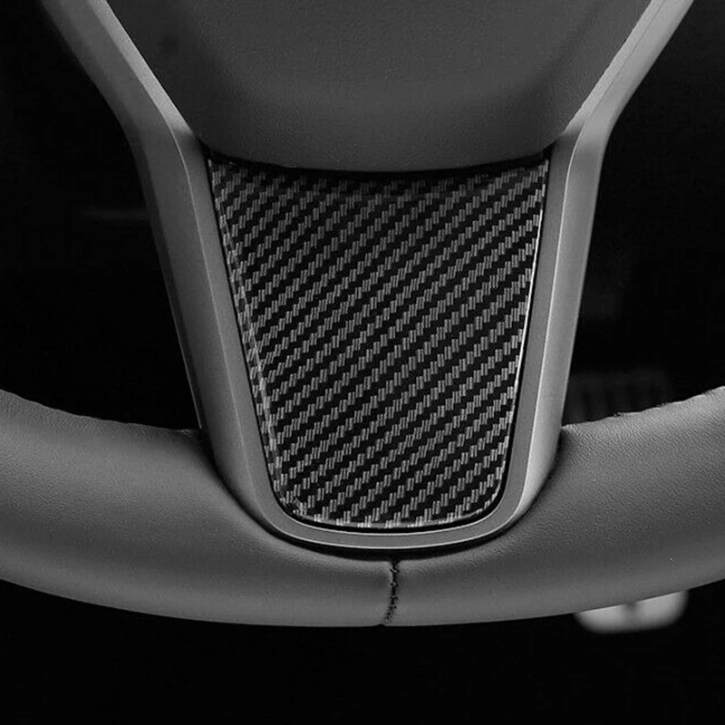 3 PCS Dry Carbon Fiber Steering Wheel Decorative Stickers Tesla Model 3