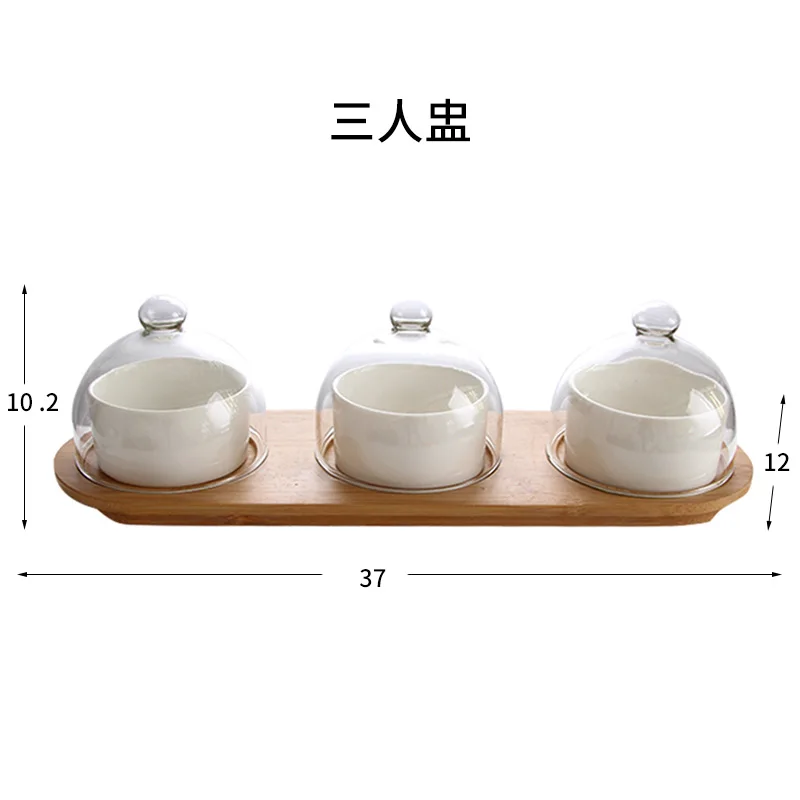 В японском стиле керамика фруктовая десертная тарелка 2/комплект одежды из 3 предметов с крышкой сахара миска для десерта блюдо домашнего творчества посуда