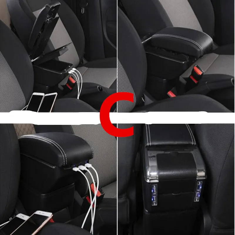 Для Chevrolet Cruze подлокотник коробка двойной слой с usb интерфейсом 2009 - Название цвета: C Black white line