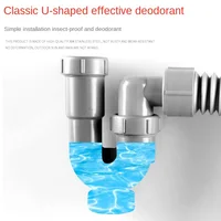 Tuyau de vidange en forme de U pour lavabo de salle de bains, comptoir de lavabo, tuyau de vidange d'évier, déodorant, raccords de tuyaux de vidange muraux, 1 pièces 4