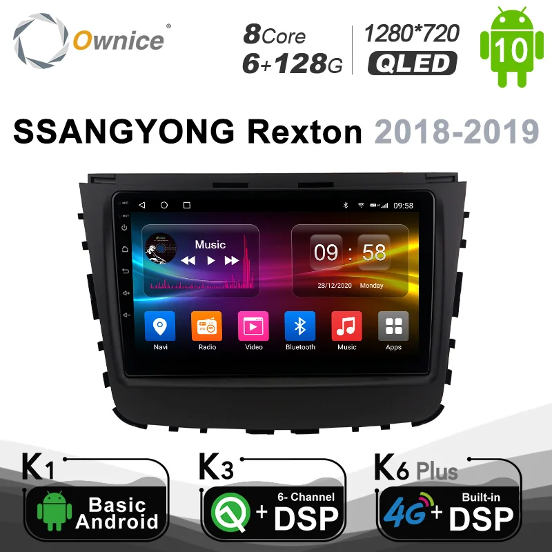 Автомагнитола Ownice Android 10 0 6G + 128G для SSANGYONG Rexton 2018-2019 GPS 4G LTE 1280*720 | Автомобили и