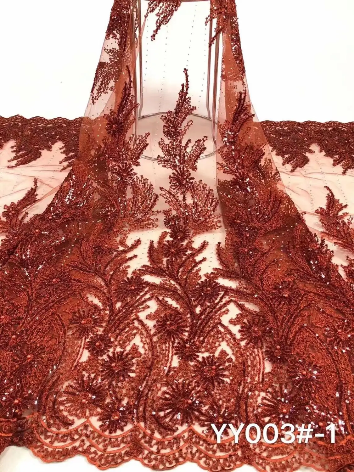 

French lace fabric 5yds/pce sequins embroidery beads stones mesh fabrics women gorgeous luxury swiss lagos party bright dress