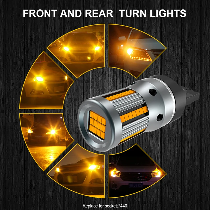 2Pcs    ÷ ȸ ȣ  T20 7440 W21W LED  1156 BA15S P21W Canbus ڵ  ڹ ο 12V