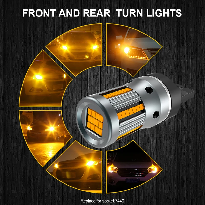 2 шт. без ошибок гипер вспышка Поворотная сигнальная лампа T20 7440 W21W СВЕТОДИОДНЫЙ Фонарь 1156 BA15S P21W Canbus автомобильные огни янтарно-желтый 12 В