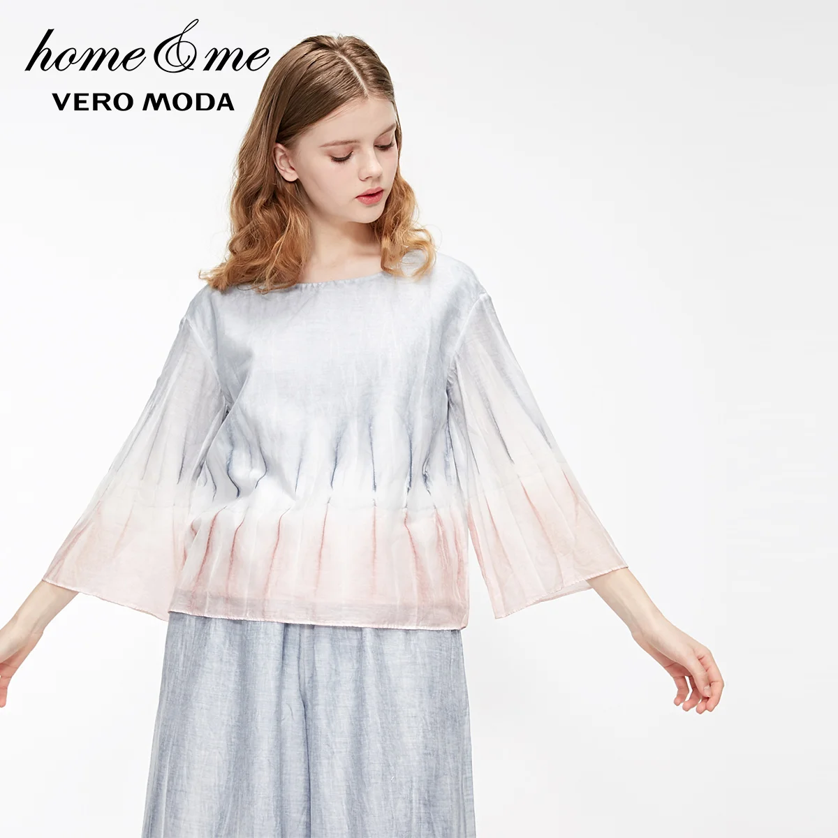 Vero Moda Новая женская шелковая пижама с расклешенными рукавами и галстуком | 3192P9501