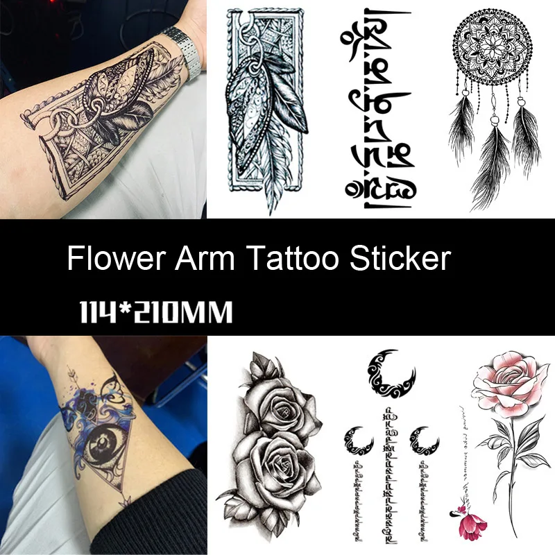 

Waterproof Temporary Tatoo Sticker Arm Sleeve Tattoo Flowers Rose Full Totem Decoration for Men women Fashion Body Art