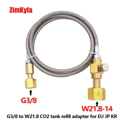 W21.8 to G3/8 Sodastream CO2 Tank Cylinder Refill Station Filling Charging Adapter & 90cm Steel Braided Hose