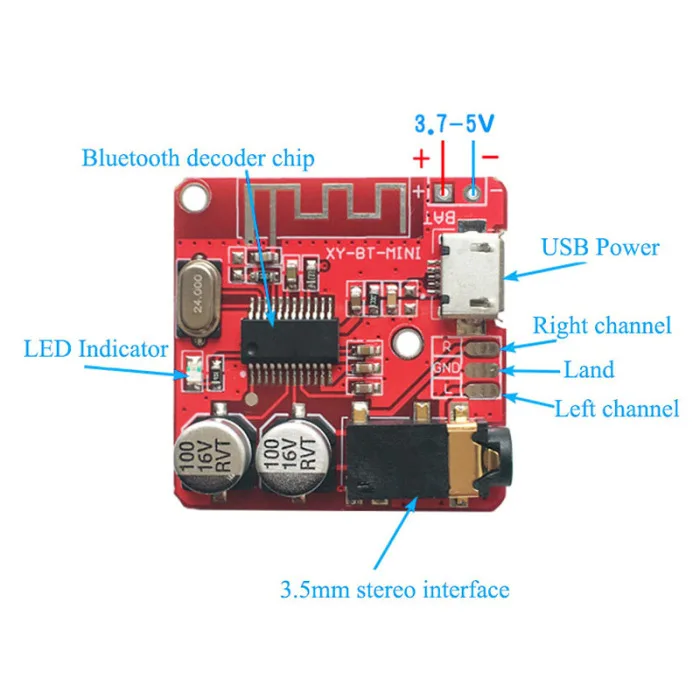 Bluetooth 4.1 Audio Receiver Board 3.5mm Stereo DIY Modified Accessories LHB99