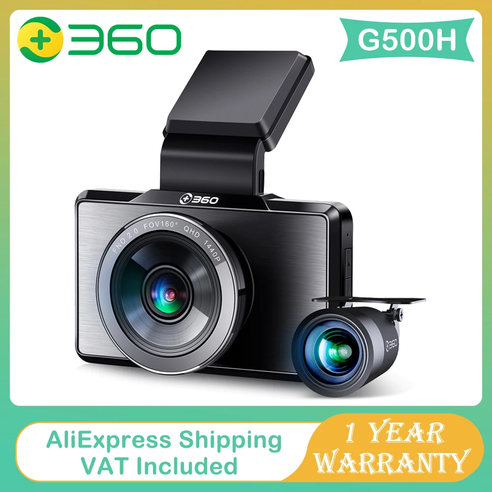 160° Wide Angle Loop Recording G-Sensor 24hr Motion Detection Parking Mode 360 G500H Premium 2K Dual Dash Cam 1920x1080 Rear Camera with 32G SD Card 2560x1440P Front Color Night Vision 