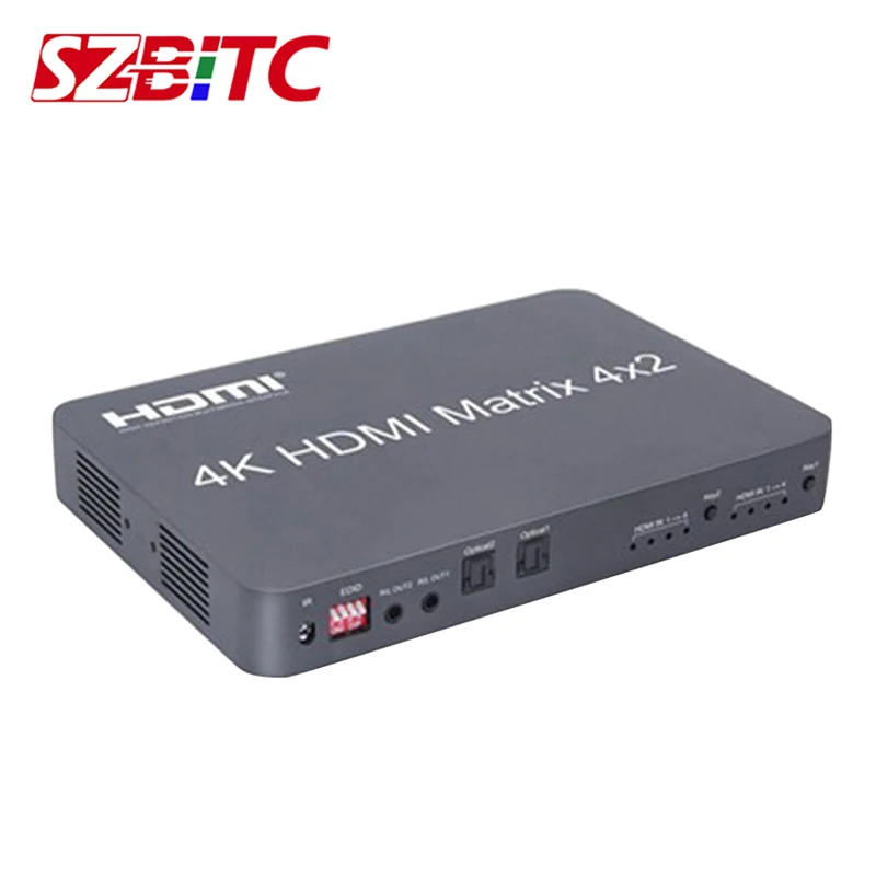 SZBITC 4K HDMI матричный 4x2 коммутатор 4 в 2 Выход V2.0 EDID 3840x2160 @ 60 Гц 3 5 мм аудио выход с ИК